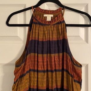 H&M Navy and Orange Striped Halter Dress